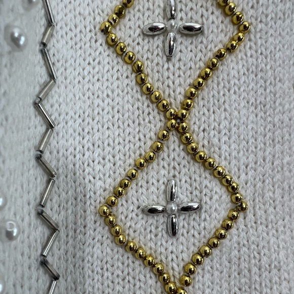 NWT Victoria Jones beautiful beaded eggshell white cardigan sweater size 3X - Picture 6 of 10